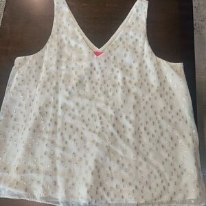 Lilly Pulitzer Florin Tank Top Coconut Fish Clip Chiffon